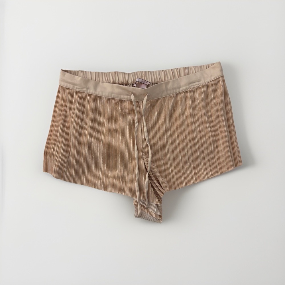 Victoria's Secret Gold Metallic Shimmer Pleated Lounge Sleep Shorts Medium